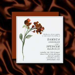Invitation Fleur sauvage Terracotta Orange Fleur Bohème