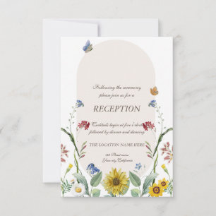 Invitation fleur sauvage Tournesol Papillons Mariage