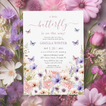Fleur sauvage violet  papillons Baby shower