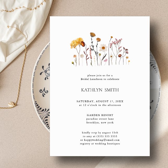 Invitation Fleur sauvage Whimsical Boho Mariage Déjeuner nupt (Créateur téléchargé)