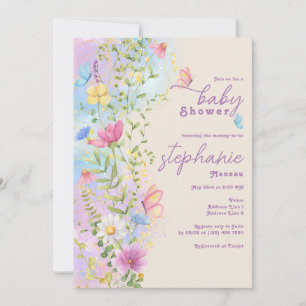 Invitation Fleur sauvage Whimsical Butimsical Garden Baby sho