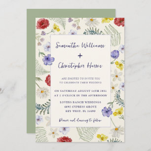Invitation Fleur sauvage Whimsical Ecru & Sage Mariage