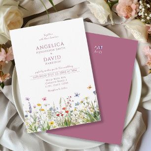 Invitation Fleur sauvage Whimsical Papillons Mariage