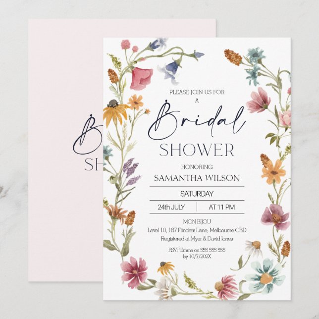 Invitation fleur sauvage Wreath Bridal Show (Devant / Derrière)
