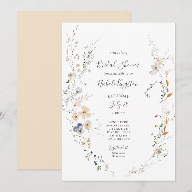 Invitation fleur sauvage Wreath Bridal Show (Devant / Derrière)