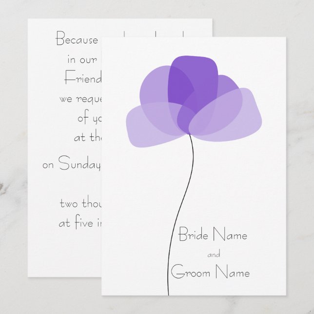 Invitation fleur simple (Devant / Derrière)
