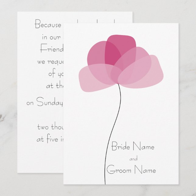 Invitation fleur simple (Devant / Derrière)
