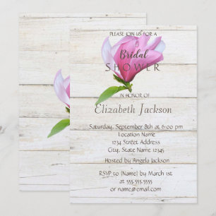 Invitation Fleur, Texture de bois de Magnolia  Lancement de b