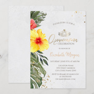 Invitation Fleur tropicale hibiscus été Quinceañera