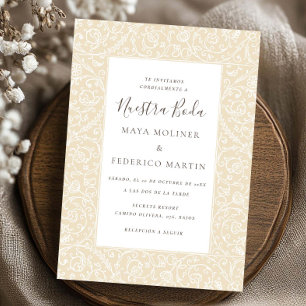 Invitation Fleur Vintage Crème Nuestra Boda Mariage
