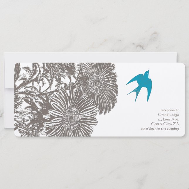 Invitation Fleur Vintage de bois de chauffe et Mariage d'oise (Devant)