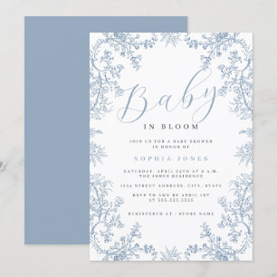 Invitation Fleur Vintage Garçon Bébé en Fleur Baptême de Bébé