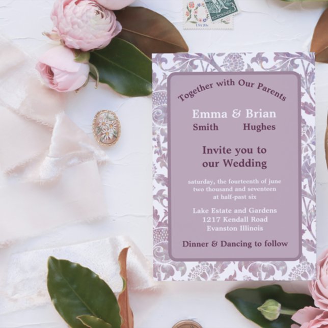 Invitation Fleur vintage mauve (Créateur téléchargé)
