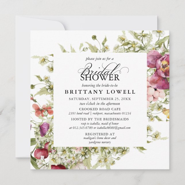 Invitation Fleur violet rustique blanc Fête des mariées de ma (Devant)