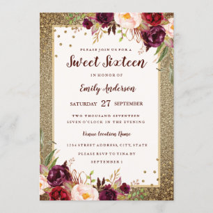 Invitation Fleurie de Bourgogne Dorée pour Sweet S