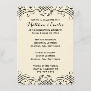 Invitation fleurie de dîner de répétition de