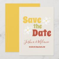 Invitation Fleurie Groovy Daisy Enregistrer la Dat