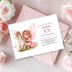 Invitation Fleurie Rose Anniversaire Petite Fée Mi
