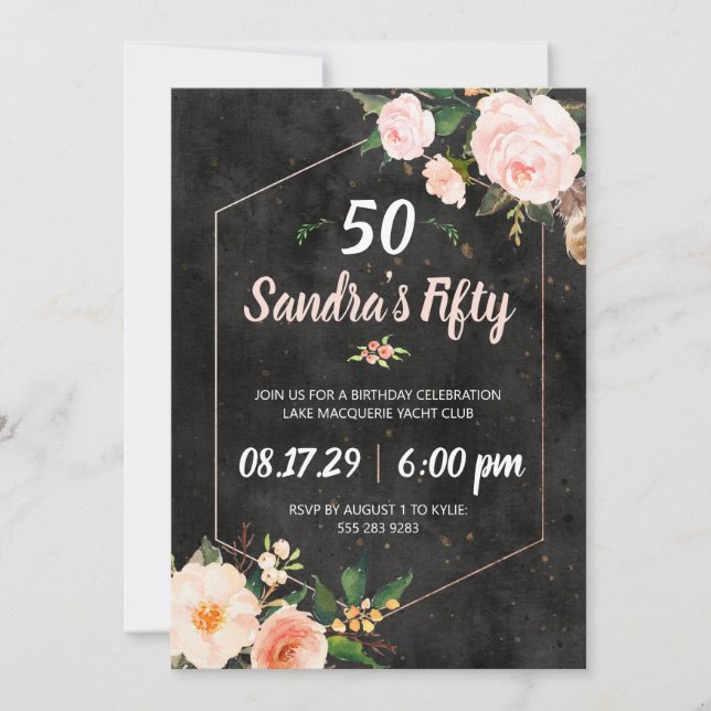 Invitation Fleurie Rose Féminine (Devant)