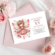 Invitation Fleurie Rose pour l'Anniversaire d'une 