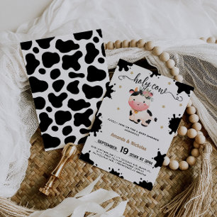 Invitation Fleurie Sainte Vache Bébé Fille Shower Bohème