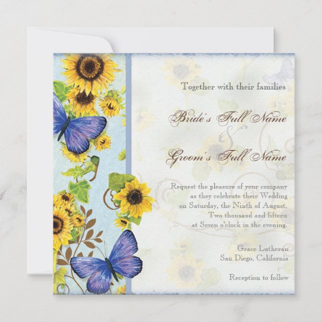 Invitation Fleurie Tourbillon de Tournesol Papillo (Devant)