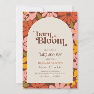 Invitation Fleurir dès la naissance Baby Shower Floral Rétro