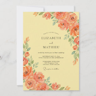Invitation Fleurissement de corail pour mariage