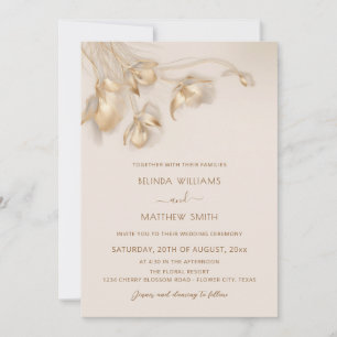 Invitation Fleurs 3D en Or