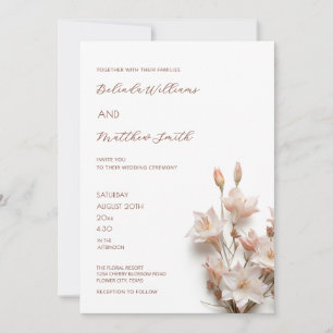 Invitation Fleurs 3D Rose Pâle Élégantes