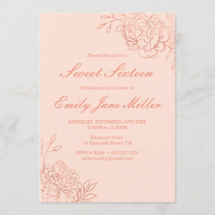 Invitation Fleurs à croûte d'or Rose Douceur florale rose 16