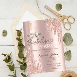 Invitation Fleurs à gouttes d'or rose Enterrement de vie de j