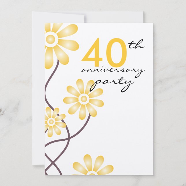 Invitation Fleurs à la mode 40e fête du Mariage (Devant)