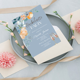 Invitation Fleurs à l'aquarelle Bleu Poussiéreux Enterrement 