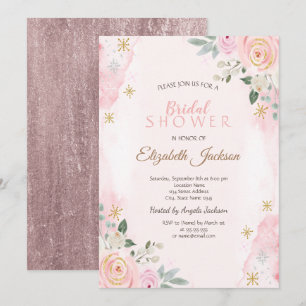 Invitation Fleurs à l'aquarelle Flocons de neige Baby Shower 
