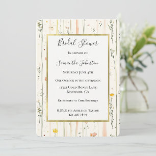 Invitation Fleurs à rayures roses et vertes Baby Shower