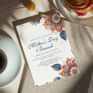 Invitation Fleurs Abstraites Fête des mères Brunch