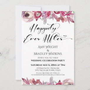 Invitation Fleurs Aquarelle Calligraphie Heureux Pour Toujour