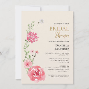 Invitation Fleurs aquarelle rose pour Baby Shower de mariage