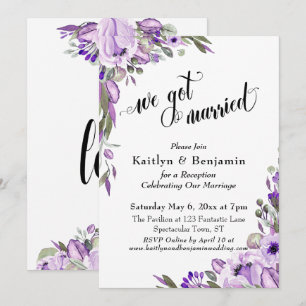Invitation Fleurs Aquarelle Violette Nous nous sommes mariés 