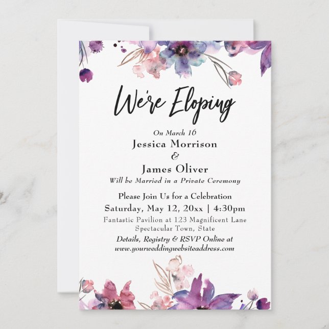 Invitation Fleurs aquarelles abstraites modernes Nous nous en (Devant)