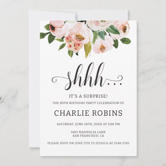Invitation Fleurs aquarelles Anniversaire (Devant)