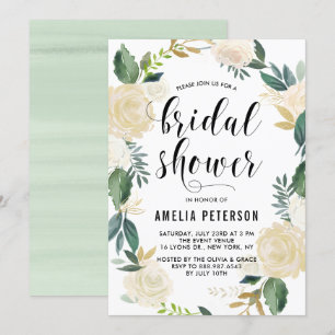 Invitation Fleurs aquarelles avec Fête des mariées Parties sc