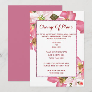 Invitation Fleurs aquarelles exotiques Changement de plan
