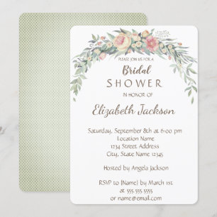 Invitation Fleurs aquarelles, Fête des mariées Pois