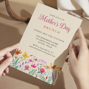 Invitation Fleurs aquarelles Fleurs sauvages Brunch de la fêt