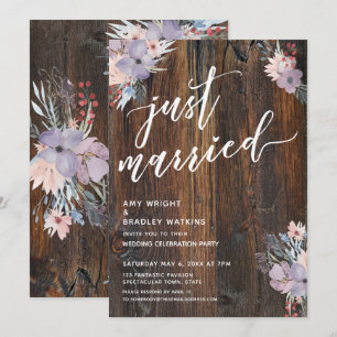 Invitation Fleurs aquarelles pastel rustiques Juste mariés