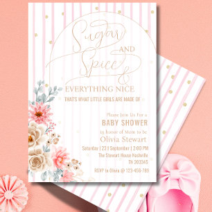 Invitation Fleurs aquarelles Sucre et épice Baby shower