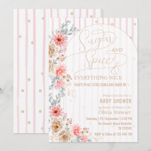 Invitation Fleurs aquarelles Sucre et épices Baby shower