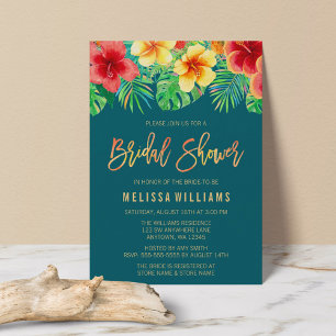 Invitation Fleurs Aquarelles Tropicales pour Enterrement de V